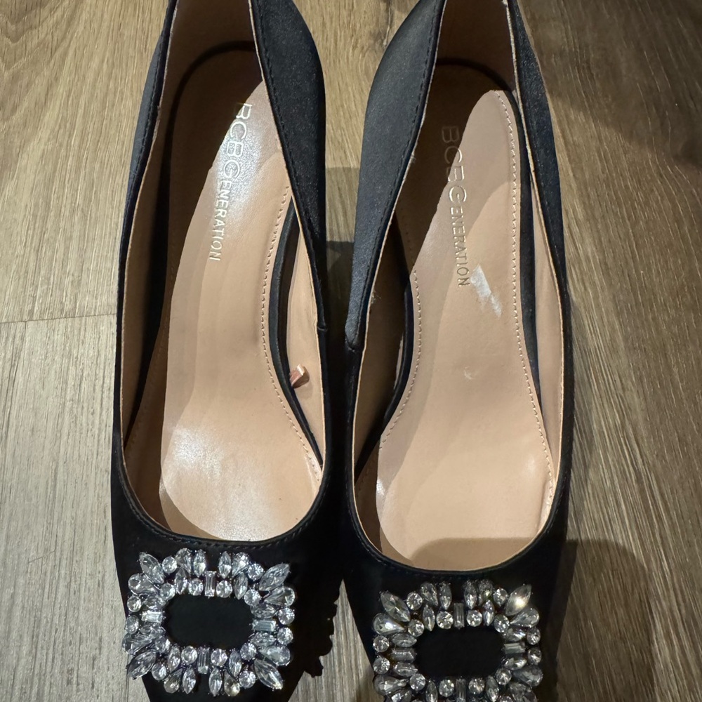 BCBGeneration Black Crystal Embellished Heels